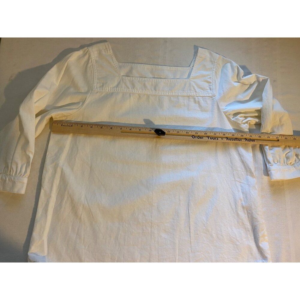 Time & Tru Women White Tunic Linen Blend Square Neck M Beach Coastal Grandma - Picture 8 of 12